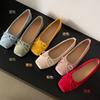 Retro Solid Color Single Shoes Autumn New Light Mouth Bow Grandma Shoes Inner Height Increase One Pedal