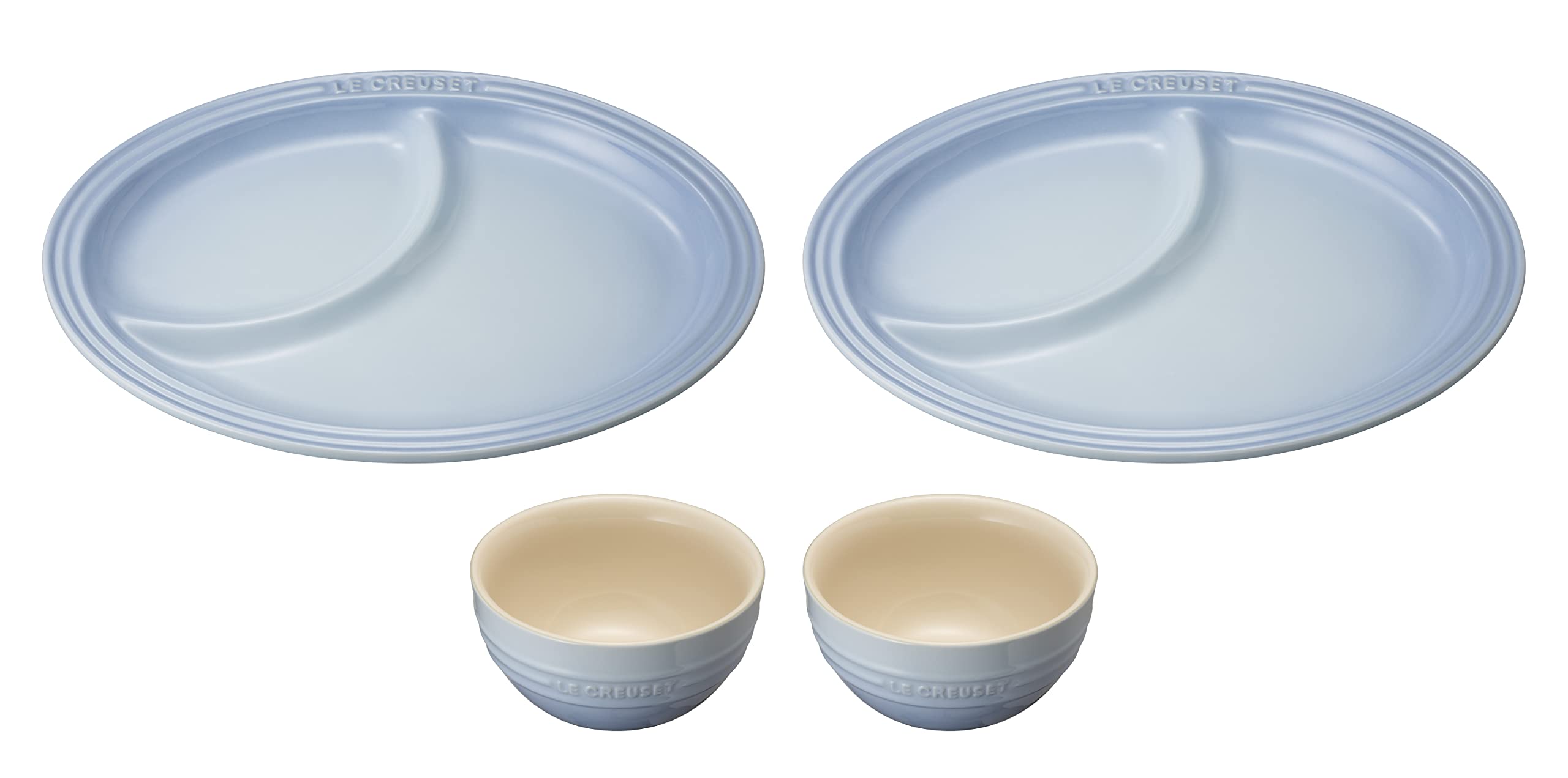 

Le Creuset Multi Oval Plate Set Coastal Blue 4-Piece Dish Set Heat Resistant Cold Resistant Microwave Oven Dishwasher Safe Wedding Anniversary Bridal