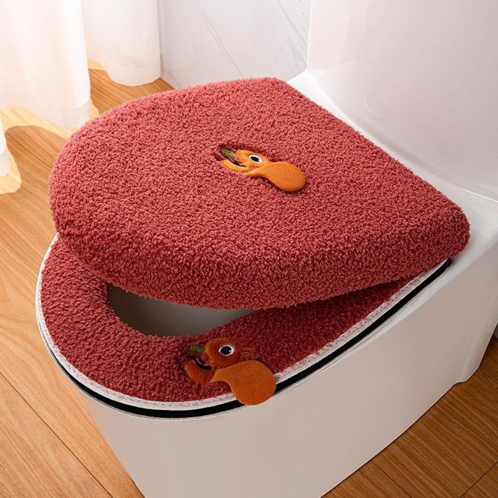 

Cartoon Embroidery Toilet Seat Cushion Set Removable Toilet Cover New Toilet Seat Pad Universal червоний