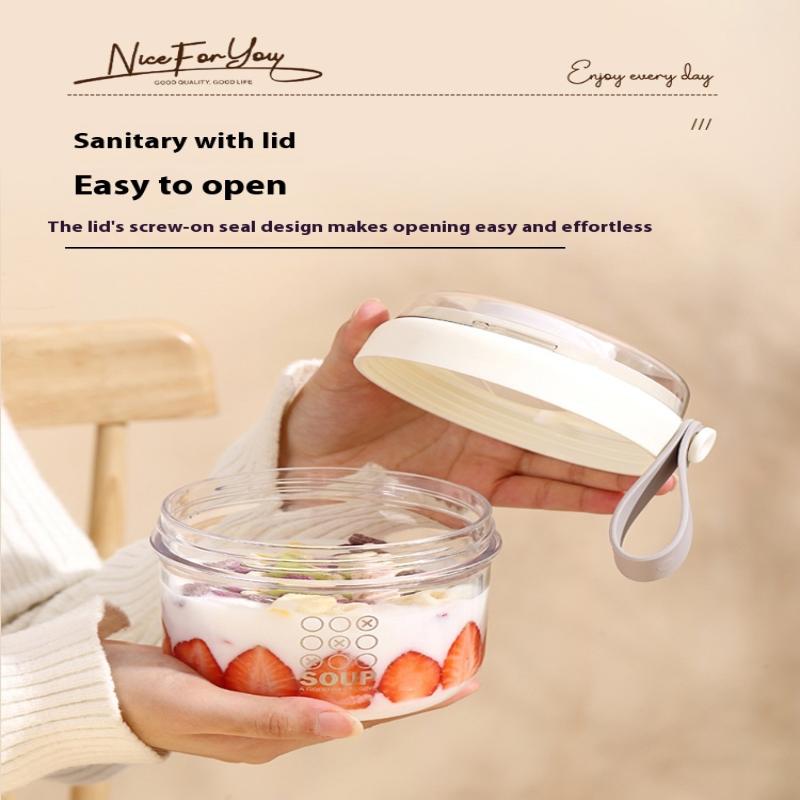 650Ml Portable Handheld Breakfast Cup Yogurt Bowl Leak Proof Salad Bento Lunch Box With Spoon