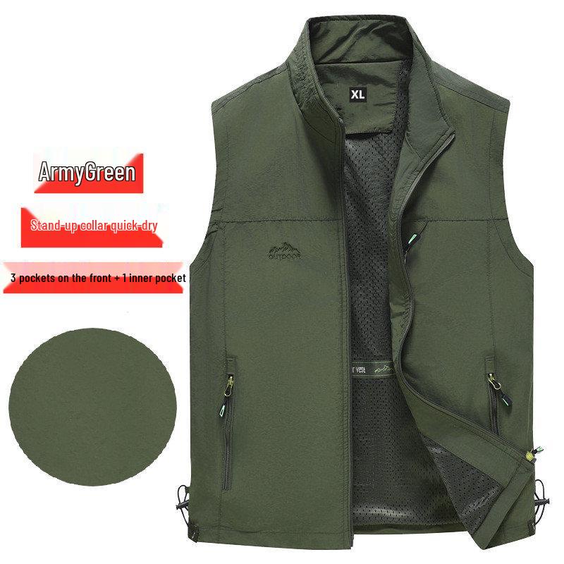 Men's 7XL Quick-Dry Mesh Vest With Multi-Pockets - Breathable Summer Wear