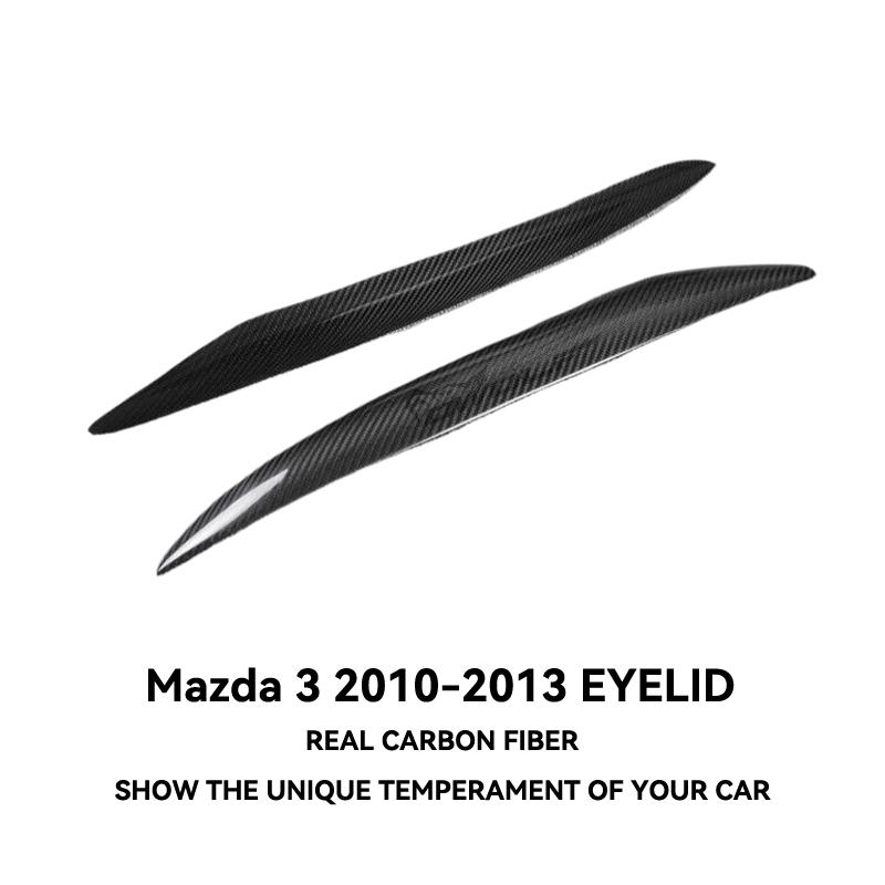 Carbon Fiber Car Headlight Eyebrows Cover Trim Sticker Head Lamp Eyelid For Mazda 3 M3 2010 - 2013 Fiber Glass Matt Black Primer
