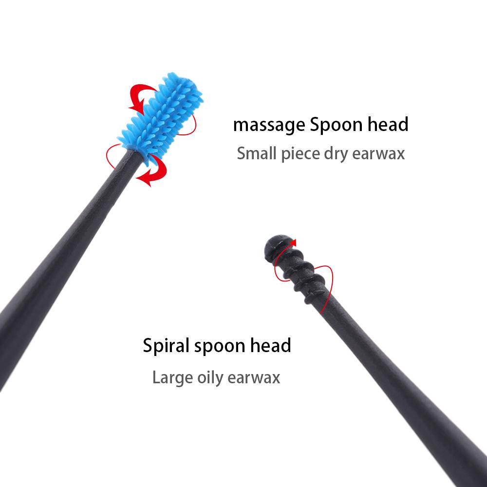 360° Rotary Spiral Ear Cleaner Double-ended Ear Wax Clean Tool Soft Silicone Earpick Ear Care