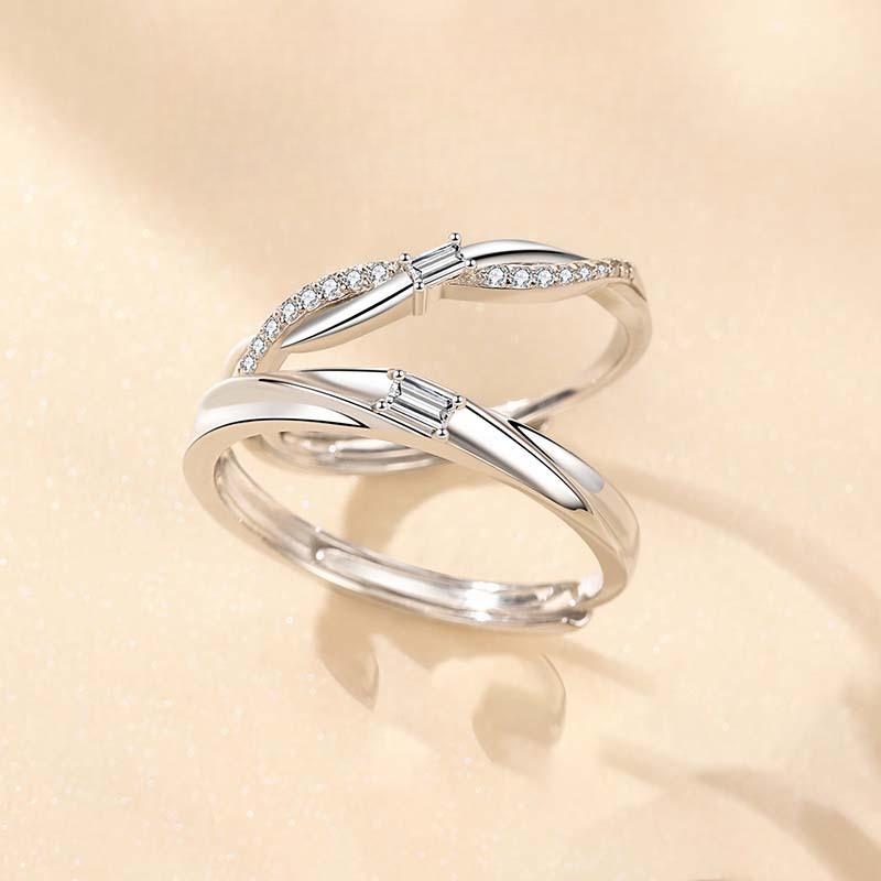 Never Part Couple Ring with Diamonds Ins Style Fashion Ring Ring Valentine's Day Gift for Men and Women