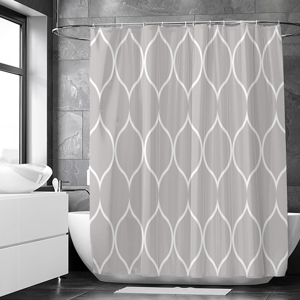 Black And White Geometric Pattern Shower Curtains Waterproof Fabric Bathroom Curtain With Hooks 180X180Cm Toilet Bath Screen