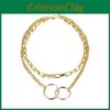 Stylish Alloy Double Ring Interlocked Necklace With Unique Design Ideal For Trendy Womens Accessories