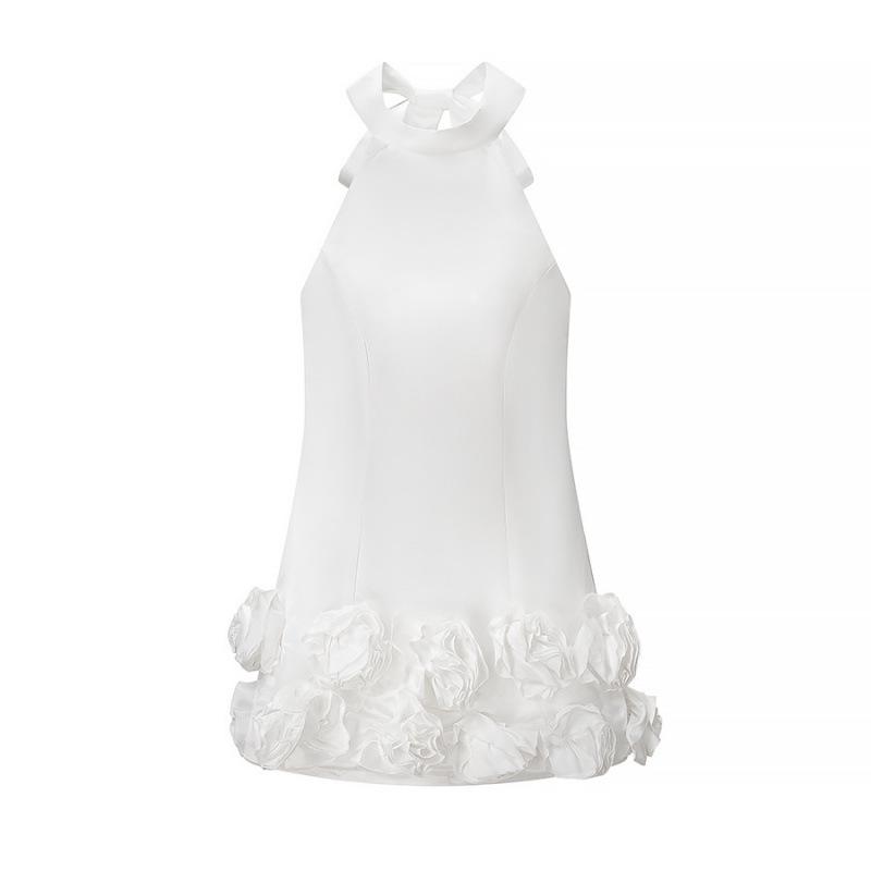 Women s Fashion Flower Ruffle High Neck Halter Dress - 2025 Collection S