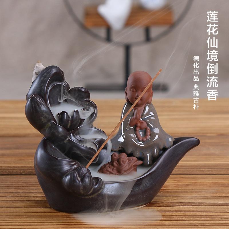

Waterfall Incense Burner Backflow Buddha Incense Holder Censer Home Decor Buddhist Aroma Furnace білий