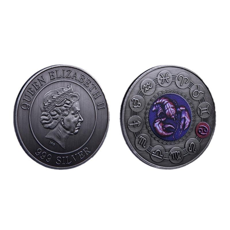 Twelve Zodiac Coins, Retro, Silver, Metal Coins, Fashionable Small Items, Trendy, Creative Coins, Gifts