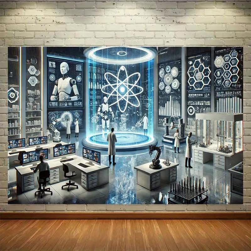 Futuristic Tech Lab Backdrop, STEM Classroom & Science Fair Decor
