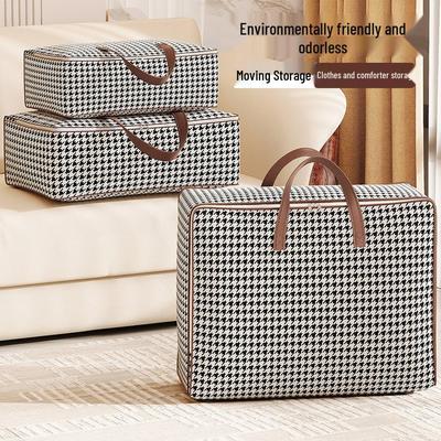Houndstooth Clothes Storage & Organization Bag: Foldable, Moisture-Proof Quilt Bag for Bedroom
