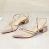 Pointed Toe Women's Sandals With Medium Heels Ladies Shoes 2025 Luxury Summer Comfortable Sandal The Best Offers Asian Size Shoe