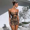 Women Outfits Cut Out Sleeveless Bodycon Dresses Party Clothes Print Sexy Backless Summer Mini Dress