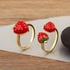 Nidin New Arrival Sweet Cute Strawberry/Mushroom Design Open Rings Adjustable For Women Female Delicate Drip Oil Finger Jewelry