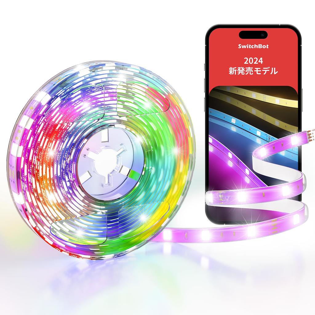 SwitchBot LED Strip Alexa Ambient Lighting SMD5050 RGB 16 Million Multicolor 5m PU Google Home Siri Party Decoration [2024 Model] 2, - High-Brightness