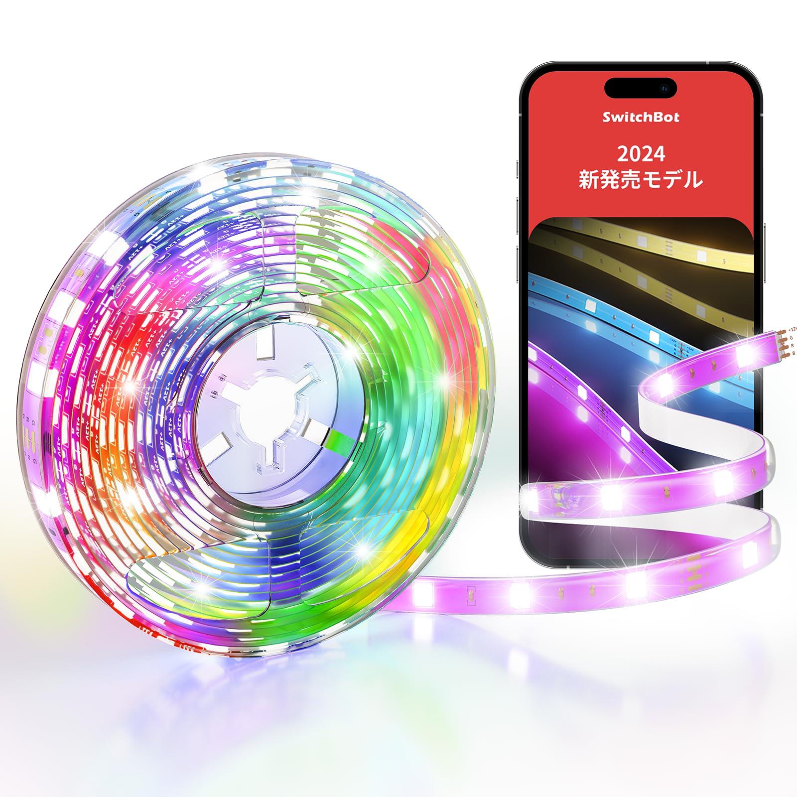 

SwitchBot LED Strip Alexa Ambient Lighting SMD5050 RGB 16 Million Multicolor 5m PU Google Home Siri Party Decoration [2024 Model] 2, - High-Brightness