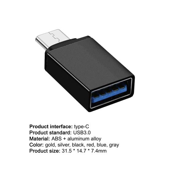2 Stück USB3.0 Konverter Stabile Ausgabe Verdickte Schnelle Übertragungsschnittstelle OTG USB auf Typ-C