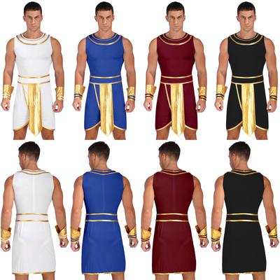 Halloween-Mottoparty, Maskenball, Ritterkostüm, Cosplay, Herren, Altes Ägypten, Griechisch-Rom, Rollenspiel-Outfits, Kleid mit Manschetten