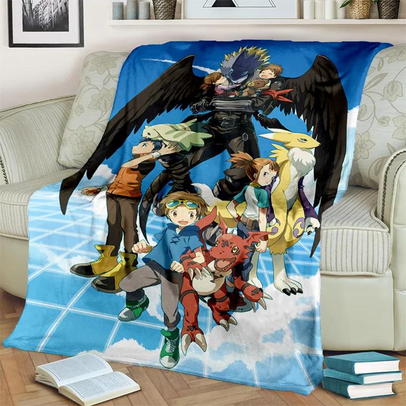 3D Digimon Adventure Monster Cartoon Blanket,Soft Throw Blanket for Home Bedroom Bed Sofa Picnic Travel Office Cover Blanket Kid