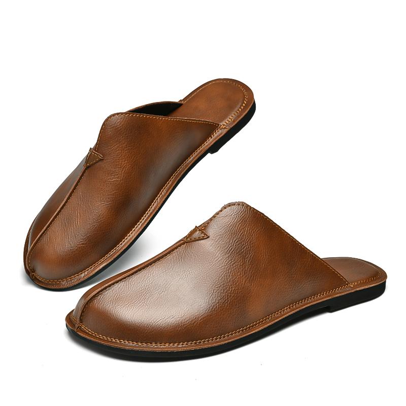 Fashion New Men Walking Shoes Slip-on Flats Light Breathable Loafers Soft Casual Half Drag Comfy Male Slippers Outdoor Man Muller Shoes