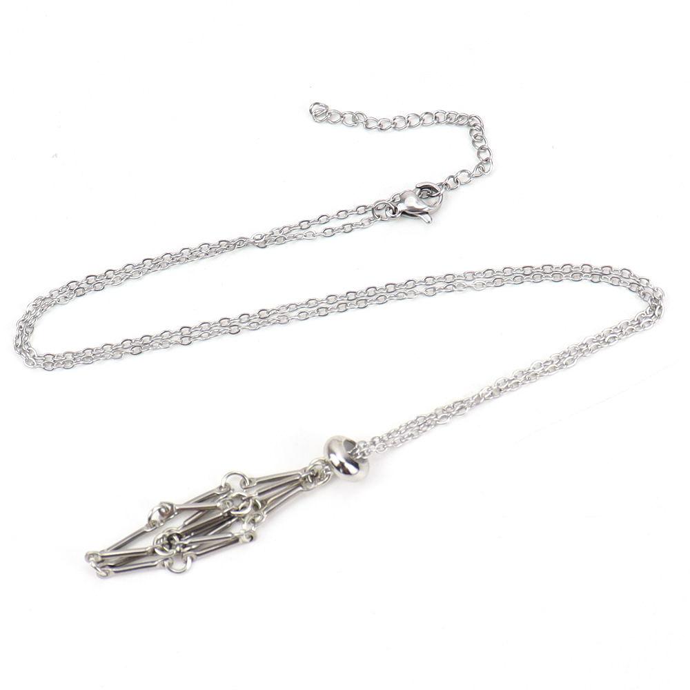 

Diy Adjustable Stainless Steel Metal Bamboo Mesh Pocket Necklace Braided Pendant N542