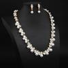 European and American Versatile Pearl Diamond Clavicle Short Necklace Earrings Set Dress Bridal Women's Accessories