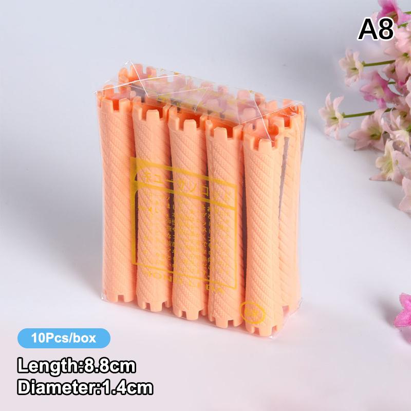 10pcs DIY Heatless Lengthened Hair Roller Stick Perm Tools Hollow Design Spiral Hair Curler Magic Curls Curly Hair Styling Kits