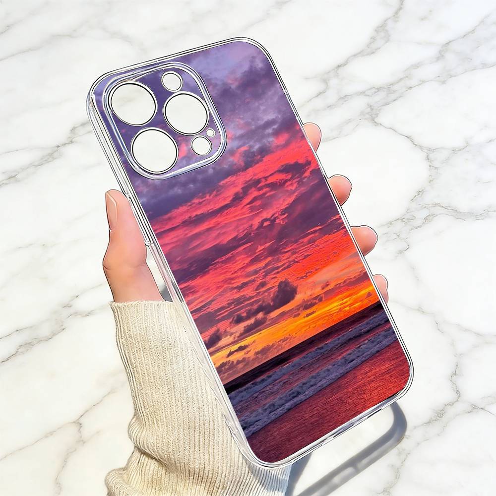 Seaside Sunset Phone Case For iPhone 17 16 15 14 13 12 11 Mini Pro Max Plus Transparent Cover
