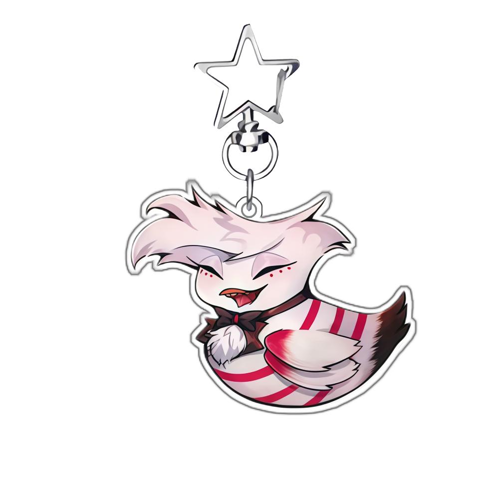 

Anime Acrylic Key Buckle for Alastor Sir Pentious Angel Dust Niffty Self-Made Q-Version Duck Shaped Pendant Acrylic Keychain