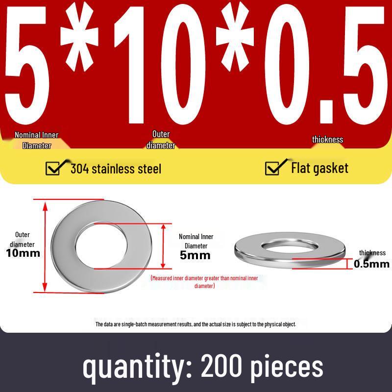 Plochá podložka z nerezové oceli 304 pro nastavení vůle hřídele (0,1/0,2/0,3 mm)