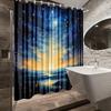 Starry Night Landscape Waterproof Mildew-Resistant Shower Curtain - Enchanting Design for a Tranquil Bathroom Décor Experience