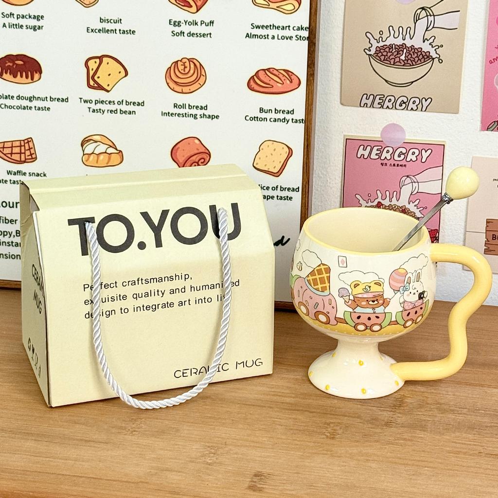 Cute Girl Goblet Cartoon Mug Ceramic Water Cup Household High-value Coffee Cup Good-looking Birthday Gift