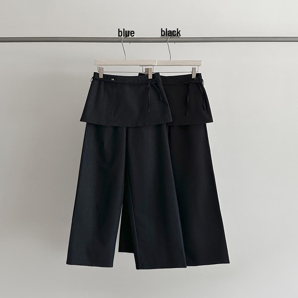 EVERTRUE High-Waisted Wide-Leg Women s Pants - 2026 Spring Korean Style, Loose Fit with Crotch Cover Medium