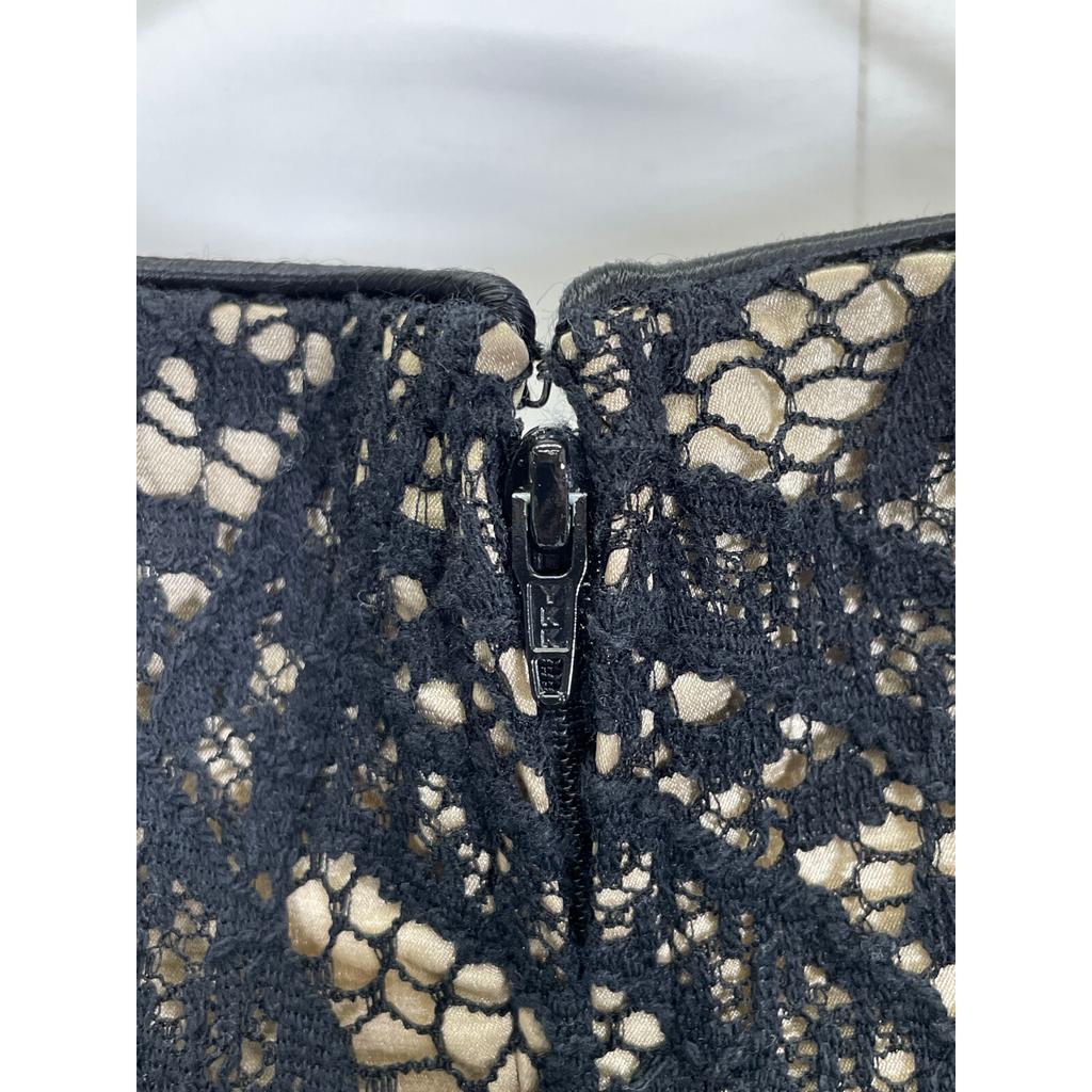 Jun Ashida Black Cotton Blend Lace Sheer Sleeve Dress Dress 7 blackUsed