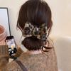 Coffee leopard print double-sided plush bow leopard print hairpin retro style shark clip hair accessories