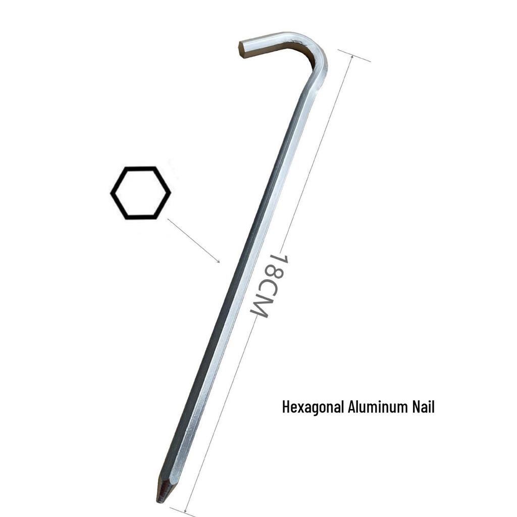 Outdoor Hoge Sterkte Aluminiumlegering Tentpennen, 18cm Grond Zeshoekig & 7-Vormig Kampeerpennen