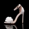 7cm Thick Heel Shallow Mouth Flower High Heel Sandals Women's White Bridal Banquet Wedding Shoes Open Toed 43 Zapatos De Mujer