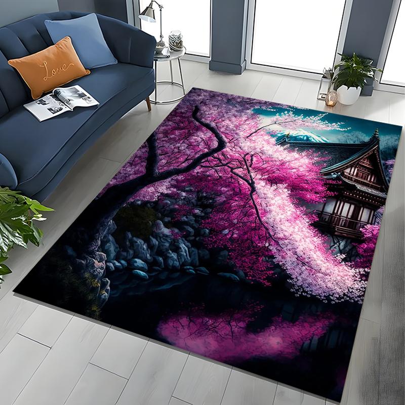 Japanese Cherry Blossom Mount Fuji 3D Large Area Kids Carpet for Home Living Room Child Rugs Bedroom Sofa Doormat Floor Mat Gift