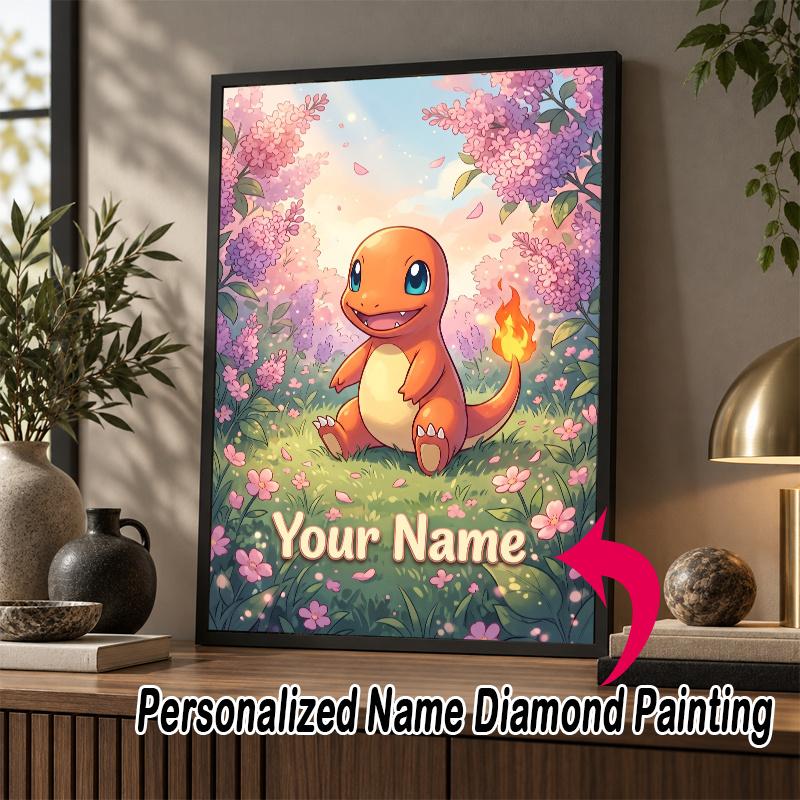Personalized Charmander Diamond Art Custom Name 5D Diamond Painting Full Drill DIY Craft