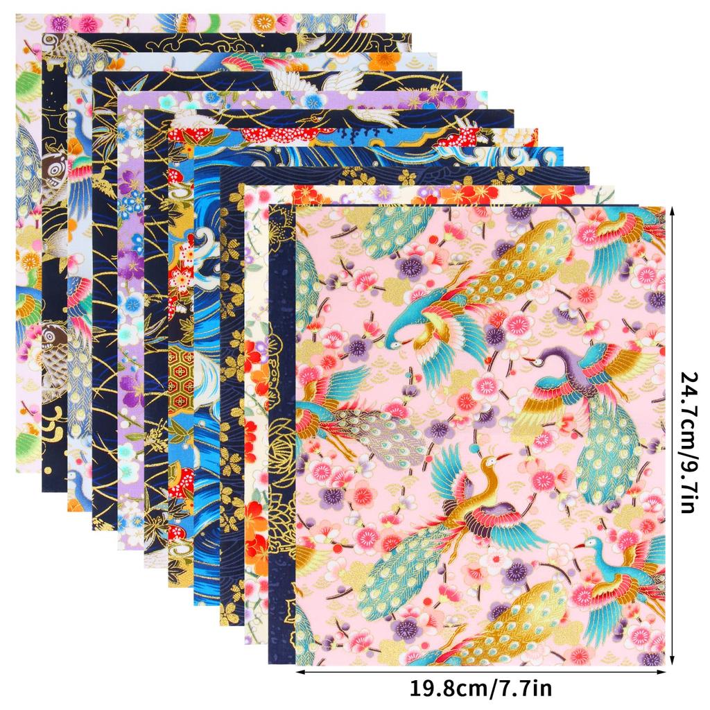 DERAYEE 30 Gold Foil Handmade Craft Floral and Animal Sewing Japanese-Style Fabric, Sheets, 20x25cm, Stamping, Supplies, Prints, Gift,