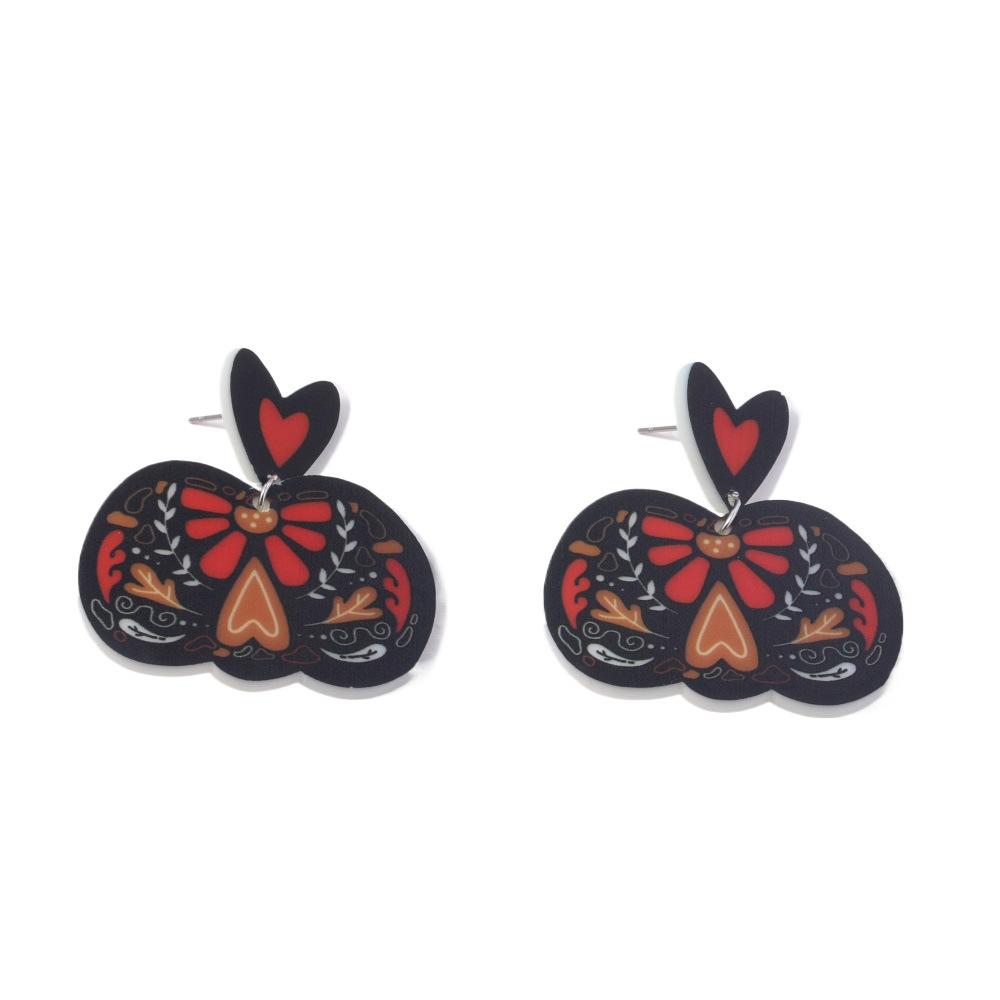 Semi-Managed Environmentally Friendly Acrylic Stud Earrings, Personalized Thanksgiving Maple Leaf Love Stud Earrings