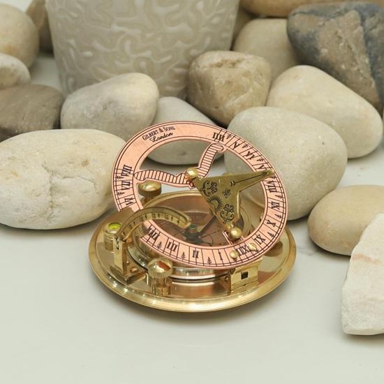 Brass Sundial Compass with Leather Case, 8.89 Cm Navigation Instrument Nautical Gift Handmade Collectible Best Gift Item