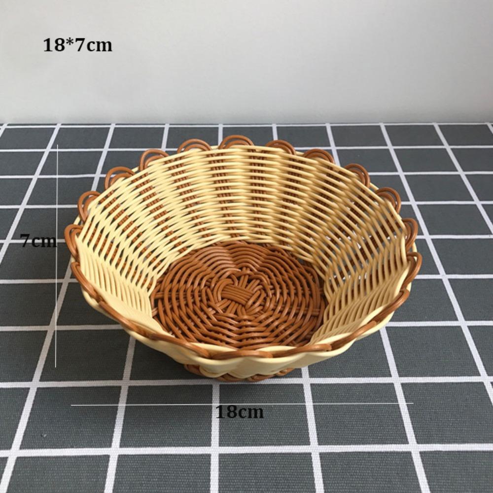 Mehrere Stile Imitation Rattan Obstteller Retro Gewebt Mehrzweck Aufbewahrung Rattan Gewebt Tee Tablett Kreatives Haus Süßigkeitenverpackung
