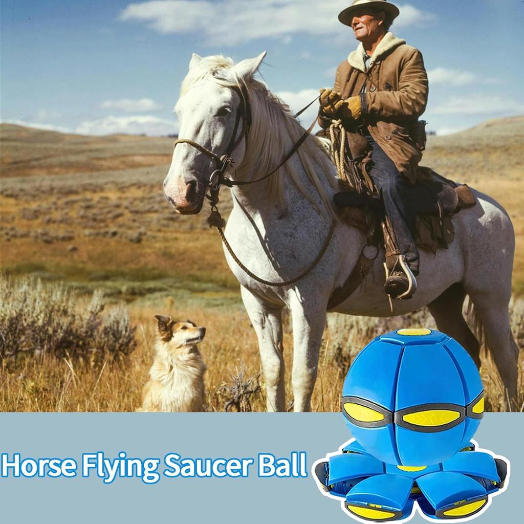 2PCS Horses Ball Toy, Doggy Disc Ball, Flying Saucer, Bouncy Balls, Parent-Child Interaction with Lights, Form Freely Switchable with 6 Light, Dog
