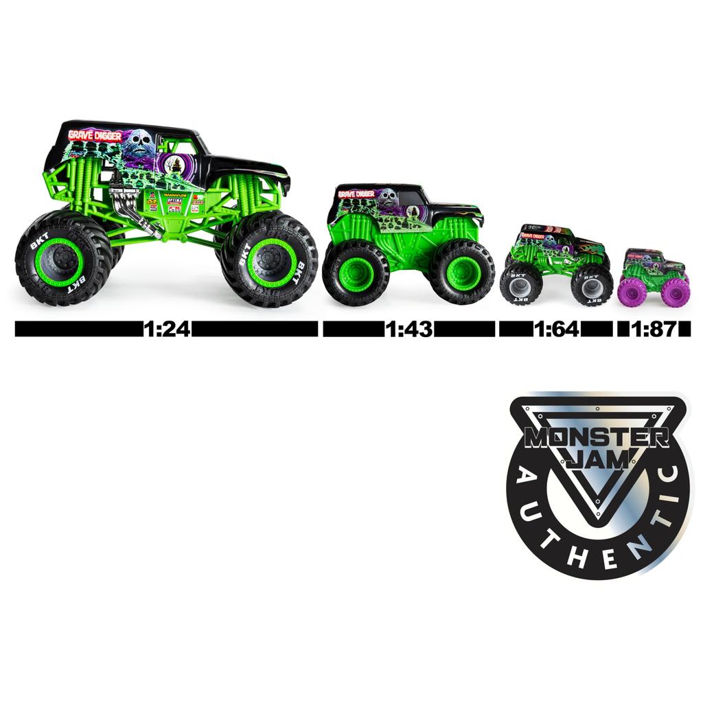 JAM MONSTER Official Monster Jam Grave Digger Monster Truck Collectible Die Cast Vehicle 1:24 Scale Kids Toy Ages 3+