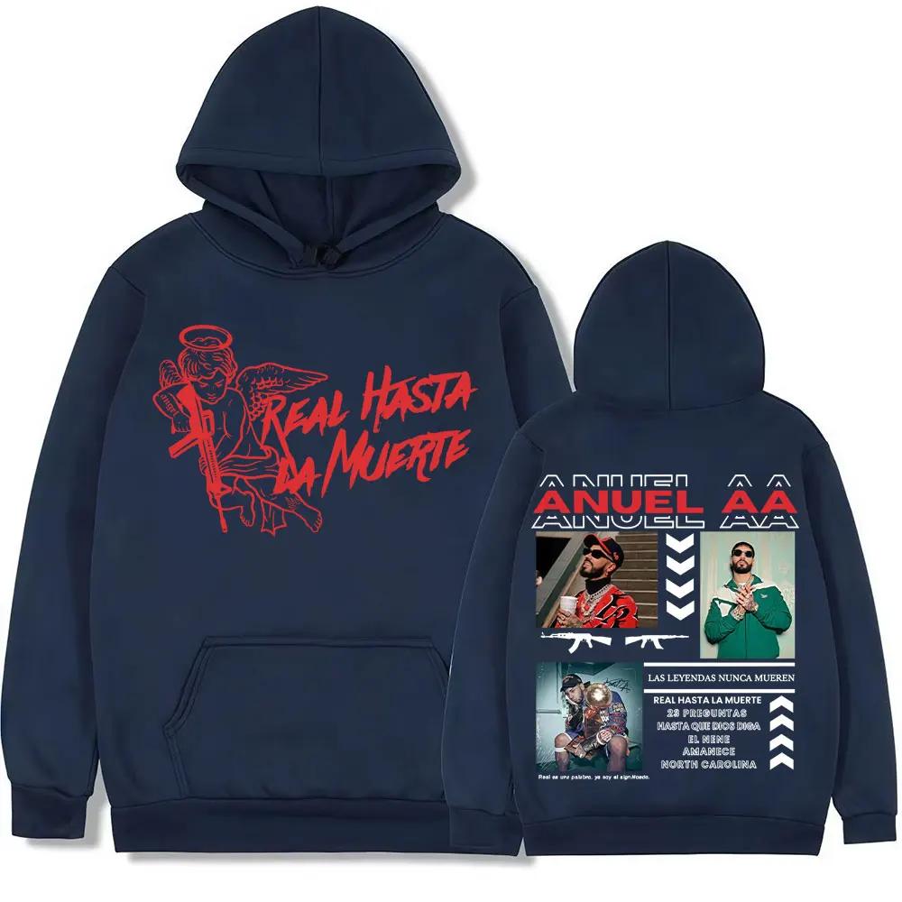 Rapper Anuel AA Real Hasta La Muerte Neue Sweatshirts Herren Damen Harajuku Gothic Retro Hoodie Lässig Gemütlich Locker Hoodies Streetwear