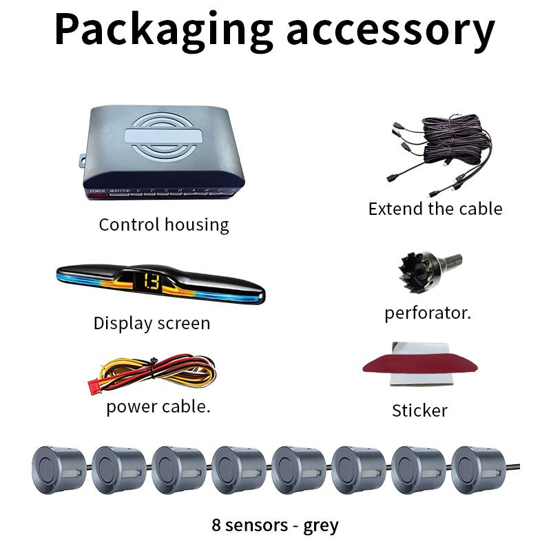 Voice Prompt 8-Probe Parking Sensor System 22mm 12V Reversing Radar Source Factory Car Parking Assistance Device