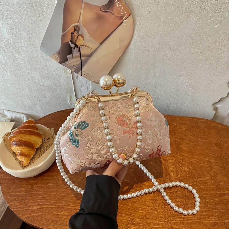 2026 Pearl-Embellished Qipao-Style Handheld & Crossbody Embroidered Bag