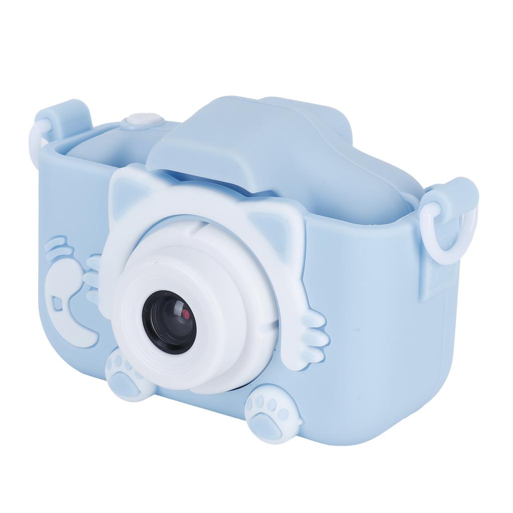 Children Camera 40MP Cartoon Cat Photograph Camera with Puzzle Games Birthday GiftsBlue
