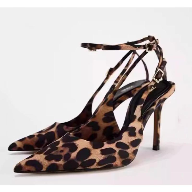 

Новые Сексуальные Темпераментные С Чувством Стиля Изысканные Босоножки на Тонком Каблуке Остроносые Сатиновые Леопардовый Принт Высокие Каблуки Босоножки С Задником Свадебная Обувь 43 шоколадный